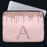 Funda Para Portátil Monograma de espuma de Purpurina de oro rosa de Ru<br><div class="desc">Rubor Pink - Rosa Faux Gold Dripping Moderno y elegante Purpurina Girly y elegante Funda de Monograma. Este funda se puede personalizar para incluir su nombre inicial y su nombre de pila.</div>