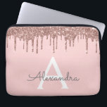 Funda Para Portátil Monograma de espuma de Purpurina de oro rosa de Ru<br><div class="desc">Rubor Pink - Rosa Faux Gold Dripping Moderno y elegante Purpurina Girly y elegante Funda de Monograma. Este funda se puede personalizar para incluir su nombre inicial y su nombre de pila.</div>