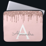 Funda Para Portátil Monograma de espuma de Purpurina de oro rosa de Ru<br><div class="desc">Rubor Pink - Rosa Faux Gold Dripping Moderno y elegante Purpurina Girly y elegante Funda de Monograma. Este funda se puede personalizar para incluir su nombre inicial y su nombre de pila.</div>