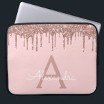 Funda Para Portátil Monograma de espuma de Purpurina de oro rosa de Ru<br><div class="desc">Rubor Pink - Rosa Faux Gold Dripping Moderno y elegante Purpurina Girly y elegante Funda de Monograma. Este funda se puede personalizar para incluir su nombre inicial y su nombre de pila.</div>