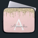 Funda Para Portátil Monograma de espuma de Purpurina de oro rosa Rubor<br><div class="desc">Rubor Rosa y Gold Faux Dripping Moderno y Elegante Purpurina Girly y elegante Funda de Monograma. Este funda se puede personalizar para incluir su nombre inicial y su nombre de pila.</div>