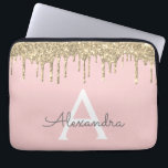 Funda Para Portátil Monograma de espuma de Purpurina de oro rosa Rubor<br><div class="desc">Rubor Rosa y Gold Faux Dripping Moderno y Elegante Purpurina Girly y elegante Funda de Monograma. Este funda se puede personalizar para incluir su nombre inicial y su nombre de pila.</div>