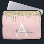 Funda Para Portátil Monograma de espuma de Purpurina de oro rosa Rubor<br><div class="desc">Rubor Rosa y Gold Faux Dripping Moderno y Elegante Purpurina Girly y elegante Funda de Monograma. Este funda se puede personalizar para incluir su nombre inicial y su nombre de pila.</div>
