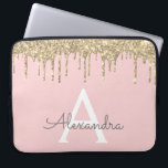 Funda Para Portátil Monograma de espuma de Purpurina de oro rosa Rubor<br><div class="desc">Rubor Rosa y Gold Faux Dripping Moderno y Elegante Purpurina Girly y elegante Funda de Monograma. Este funda se puede personalizar para incluir su nombre inicial y su nombre de pila.</div>