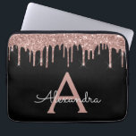 Funda Para Portátil Monograma de espuma de Purpurina negro rosa rosa r<br><div class="desc">Oro rosa y burro negro goteo Moderno y elegante Purpurina y elegante Funda monograma elegante. Este funda se puede personalizar para incluir su nombre inicial y su nombre de pila.</div>