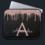 Funda Para Portátil Monograma de espuma de Purpurina negro rosa rosa r<br><div class="desc">Oro rosa y burro negro goteo Moderno y elegante Purpurina y elegante Funda monograma elegante. Este funda se puede personalizar para incluir su nombre inicial y su nombre de pila.</div>