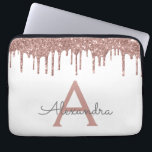 Funda Para Portátil Monograma de espuma Purpurina de oro rosa blanco<br><div class="desc">Blanco y Rosa - Rosa Faux Oro Conducción Moderno y Elegante Purpurina Girly y Esparkle Elegante Funda Monograma. Este funda se puede personalizar para incluir su nombre inicial y su nombre de pila.</div>