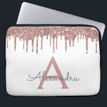 Funda Para Portátil Monograma de espuma Purpurina de oro rosa blanco<br><div class="desc">Blanco y Rosa - Rosa Faux Oro Conducción Moderno y Elegante Purpurina Girly y Esparkle Elegante Funda Monograma. Este funda se puede personalizar para incluir su nombre inicial y su nombre de pila.</div>