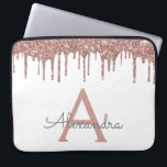 Funda Para Portátil Monograma de espuma Purpurina de oro rosa blanco<br><div class="desc">Blanco y Rosa - Rosa Faux Oro Conducción Moderno y Elegante Purpurina Girly y Esparkle Elegante Funda Monograma. Este funda se puede personalizar para incluir su nombre inicial y su nombre de pila.</div>