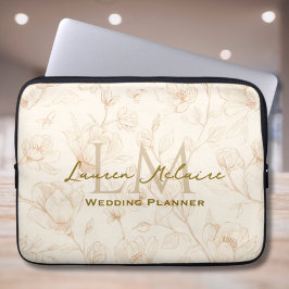 Funda Para Portátil Monograma de flor silvestre neutral estilo empresa