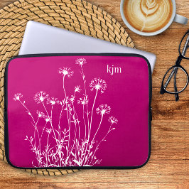 Funda Para Portátil Monograma de flores silvestres minimalista