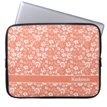 Monograma de Flores Tropicales Girly Coral Peach