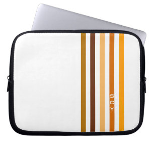 Funda Para Portátil Monograma de franjas verticales de Tan Brown