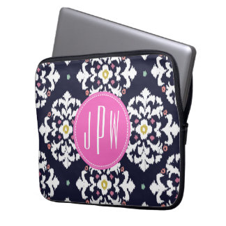 Funda Para Portátil Monograma de Ikat y Pink