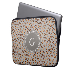 Funda Para Portátil Monograma de impresión de chita marrón naranja de 