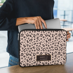 Funda Para Portátil Monograma de impresión de leopardo rosado de moda