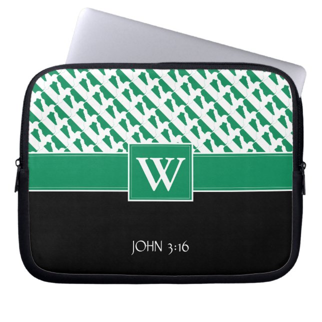 Funda Para Portátil Monograma de la BANDERA de NIGERIA Cristiana (Frente)