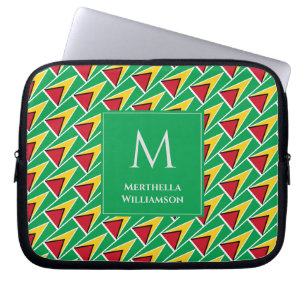 Funda Para Portátil Monograma de la BANDERA GUYANA personalizado guyan