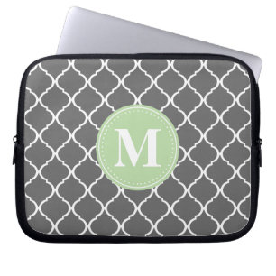 Funda Para Portátil Monograma de la Casa de Entradas de Marruecos Gris