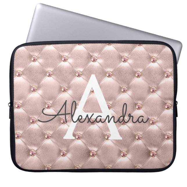 Funda Para Portátil Monograma de la inventiva elegante del oro rosa de (Frente)