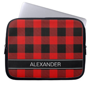 Funda Para Portátil Monograma de la placa de comprobación de búfalo