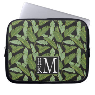 Funda Para Portátil Monograma de las hojas de palma el