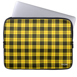 Funda Para Portátil Monograma de MacLeod Tartan amarillo y negro