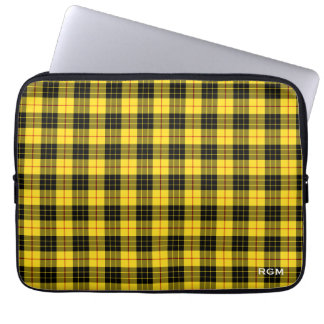 Funda Para Portátil Monograma de MacLeod Tartan amarillo y negro