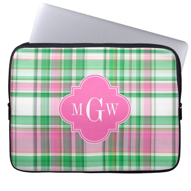 Funda Para Portátil Monograma de Madras de Tripulación de Tripulación  (Frente)