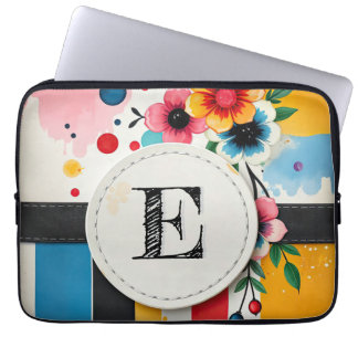 Funda Para Portátil Monograma de Moda de marco de círculo de diseño fl