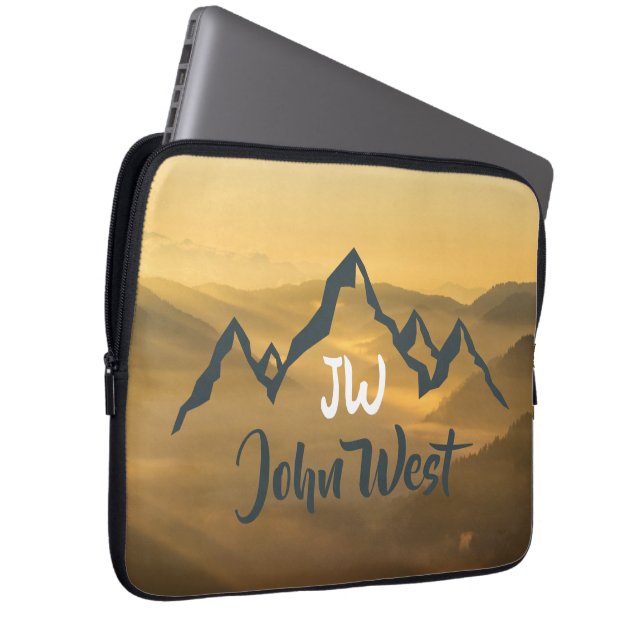 Funda Para Portátil Monograma de montañas personalizables de amanecer  (Anverso derecho)
