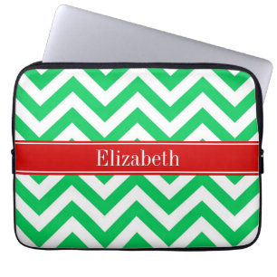 Funda Para Portátil Monograma de nombre rojo de cheurón LG verde esmer