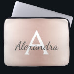 Funda Para Portátil Monograma de ómbre metálico de oro rosa rosa de Ru<br><div class="desc">Funda Monograma moderno y elegante de Rubor Rosa Gold Metallic Gold. Este funda puede ser personalizado para incluir su nombre inicial y su primer nombre y hace un gran Navidad de niñas o un regalo de cumpleaños Sweet 16.</div>
