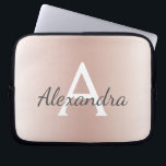 Funda Para Portátil Monograma de ómbre metálico de oro rosa rosa de Ru<br><div class="desc">Funda Monograma moderno y elegante de Rubor Rosa Gold Metallic Gold. Este funda puede ser personalizado para incluir su nombre inicial y su primer nombre y hace un gran Navidad de niñas o un regalo de cumpleaños Sweet 16.</div>