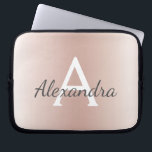 Funda Para Portátil Monograma de ómbre metálico de oro rosa rosa de Ru<br><div class="desc">Funda Monograma moderno y elegante de Rubor Rosa Gold Metallic Gold. Este funda puede ser personalizado para incluir su nombre inicial y su primer nombre y hace un gran Navidad de niñas o un regalo de cumpleaños Sweet 16.</div>