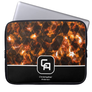 Funda Para Portátil Monograma de oro de vidrio templado