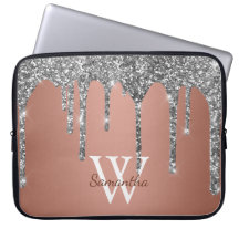 Monograma de oro rosa con brillo de purpurina plat