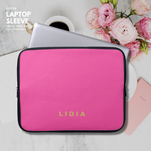 Funda Para Portátil Monograma de oro rosa moderno de estilo minimalist
