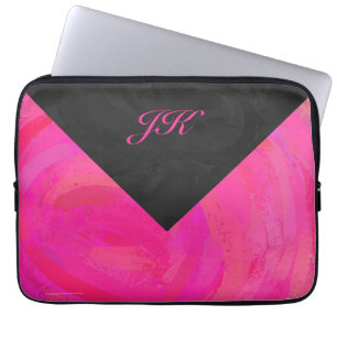Funda Para Portátil Monograma de pasión rosa