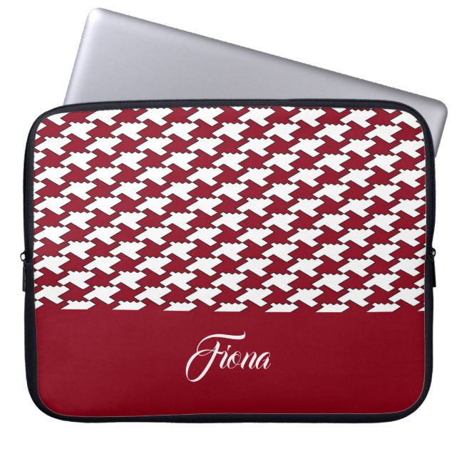 Funda Para Portátil Monograma de patrón de gallo rojo y blanco (Frente)