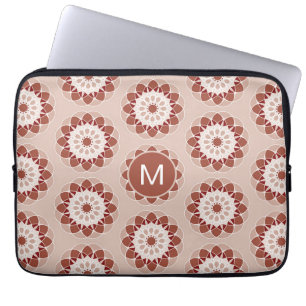 Funda Para Portátil Monograma de Patrón de Mandala Floral Burgundy Ros