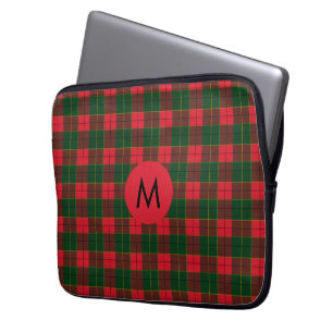 Funda Para Portátil Monograma de patrón de tartán de vacaciones de inv