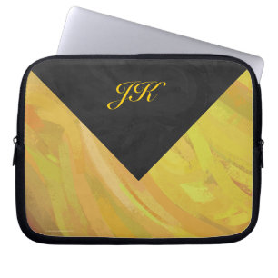Funda Para Portátil Monograma de piña y negro