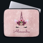 Funda Para Portátil Monograma de princesa de espuma de unicornio de or<br><div class="desc">Monograma de la princesa de espuma de oro Rosa de unicornio de oro nombre Funda de monograma de Girly. Este funda se puede personalizar para incluir su nombre de pila. Póngase en contacto con el diseñador para obtener elementos coincidentes.</div>