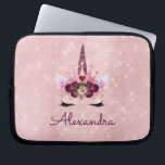 Funda Para Portátil Monograma de princesa de espuma de unicornio de or<br><div class="desc">Monograma de la princesa de espuma de oro Rosa de unicornio de oro nombre Funda de monograma de Girly. Este funda se puede personalizar para incluir su nombre de pila. Póngase en contacto con el diseñador para obtener elementos coincidentes.</div>