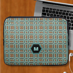 Funda Para Portátil Monograma de puntos geométricos y cuadrados
