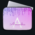 Funda Para Portátil Monograma de Purpurina morado y espuma<br><div class="desc">Purpurina Purple Faux Dripping y Funda Sparkle Elegant Monograma. Este funda se puede personalizar para incluir su nombre inicial y su nombre de pila.</div>
