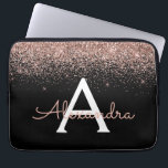 Funda Para Portátil Monograma de Rosa dorado Rubor de color rosa y esp<br><div class="desc">Oro Rosa - Purpurina Rubor Rosa y Negro Faux y Funda Sparkle Elegant Monograma. Este funda se puede personalizar para incluir su nombre inicial y su nombre de pila.</div>