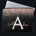 Funda Para Portátil Monograma de Rosa dorado Rubor de color rosa y esp<br><div class="desc">Oro Rosa - Purpurina Rubor Rosa y Negro Faux y Funda Sparkle Elegant Monograma. Este funda se puede personalizar para incluir su nombre inicial y su nombre de pila.</div>