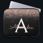 Funda Para Portátil Monograma de Rosa dorado Rubor de color rosa y esp<br><div class="desc">Oro Rosa - Purpurina Rubor Rosa y Negro Faux y Funda Sparkle Elegant Monograma. Este funda se puede personalizar para incluir su nombre inicial y su nombre de pila.</div>